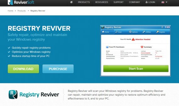 Registry Reviver registry cleaners purchase download window